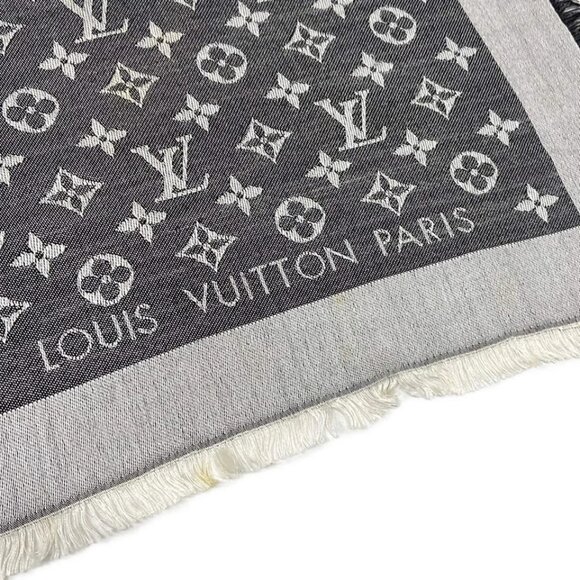 LOUIS VUITTON Shawl Monogram Denim Noir - Scarf Silk Wool 320-070125 - Picture 9 of 11